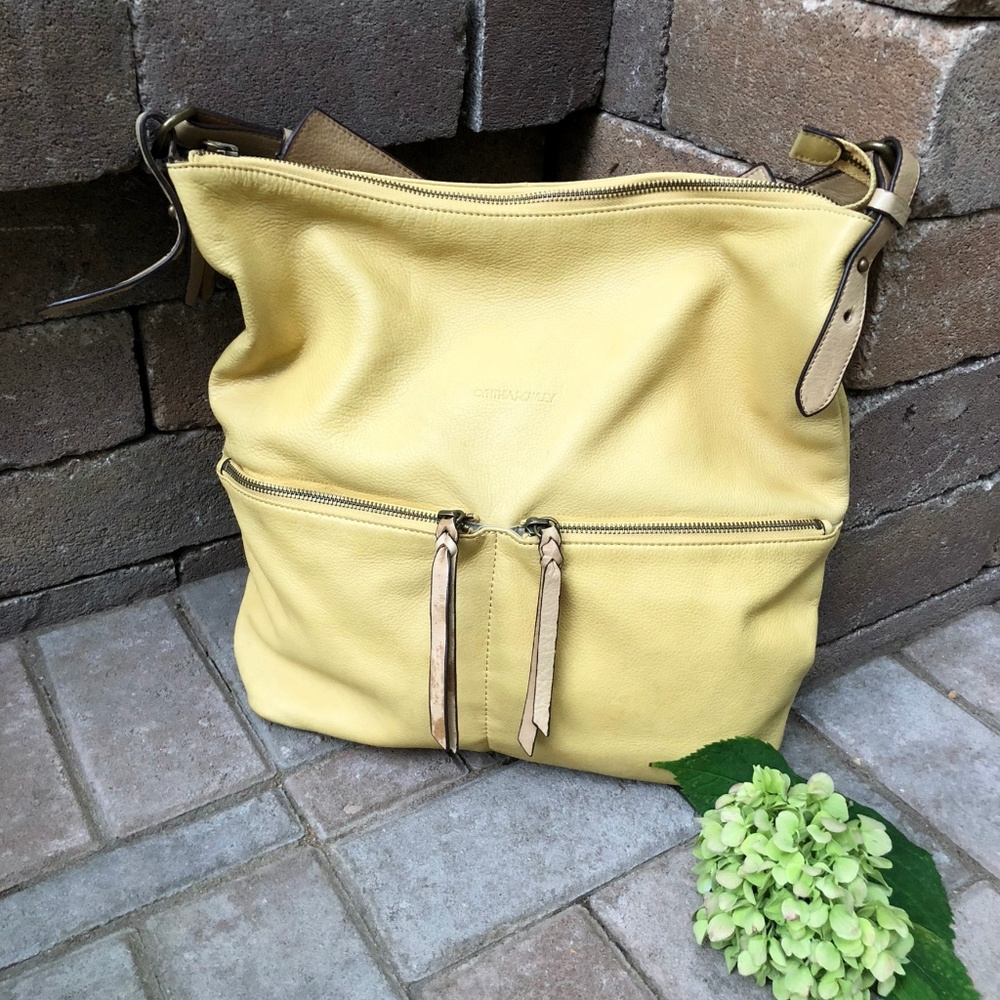 Cynthia Rowley butter yellow leather tote bag